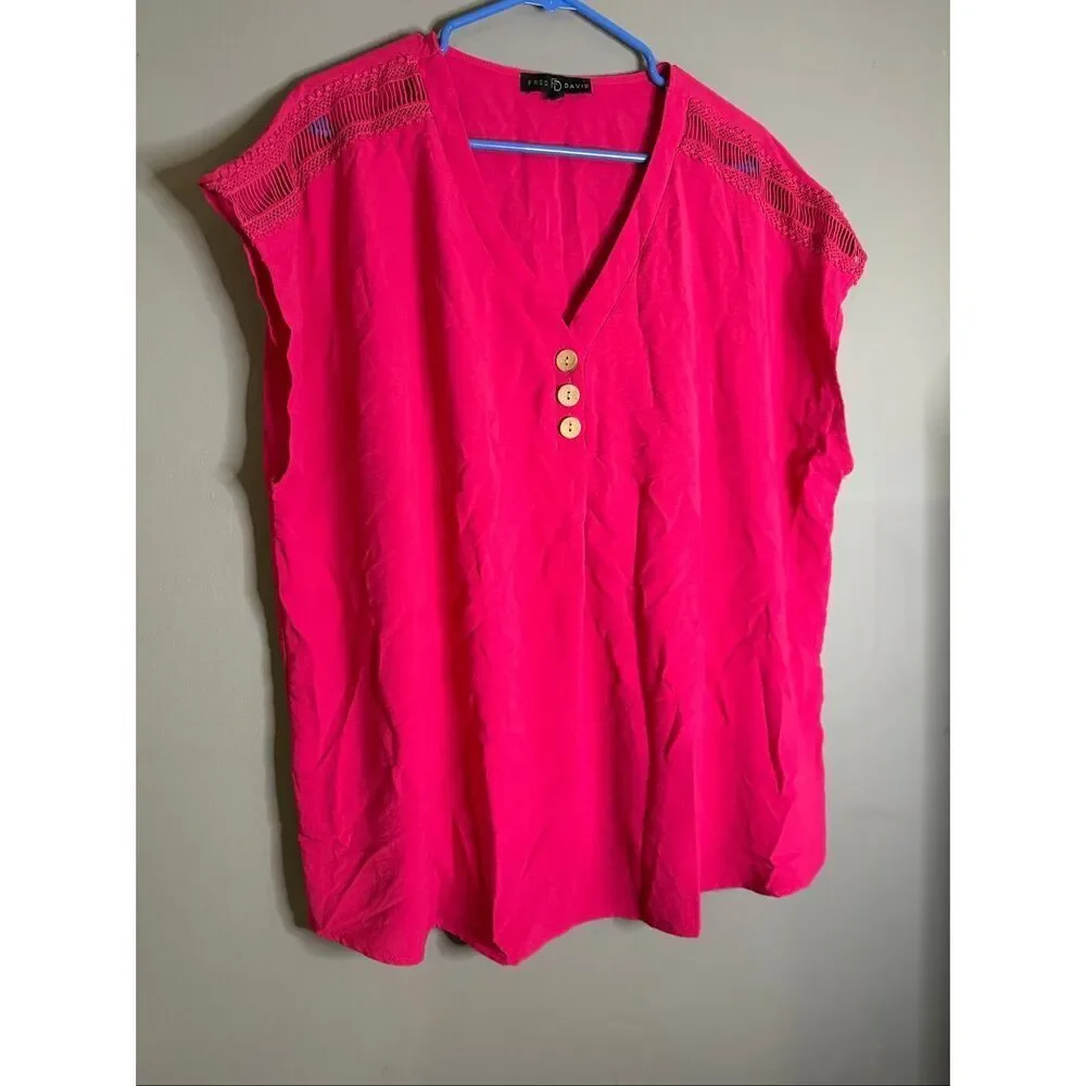 Fred David Pink Sleeveless Top Size 2X NWOT